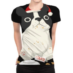 Santa English Bulldog Cookie Christmas Dog Lov All Over Women's T-shirt