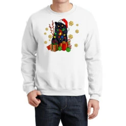 Black Cat Meowy Christmas Crewneck Sweatshirt