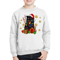 Black Cat Meowy Christmas Youth Sweatshirt