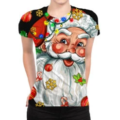 Santa With Little Christmas All Over Women's T-shirt
