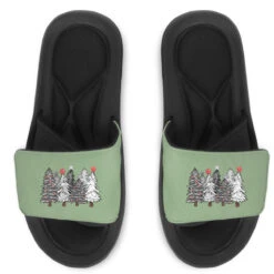 Black And White Christmas Trees With Lights Slide Sandal