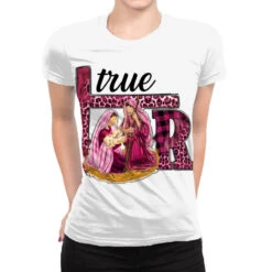 Pink Christmas True Story Holy Family All Over Women's T-shirt
